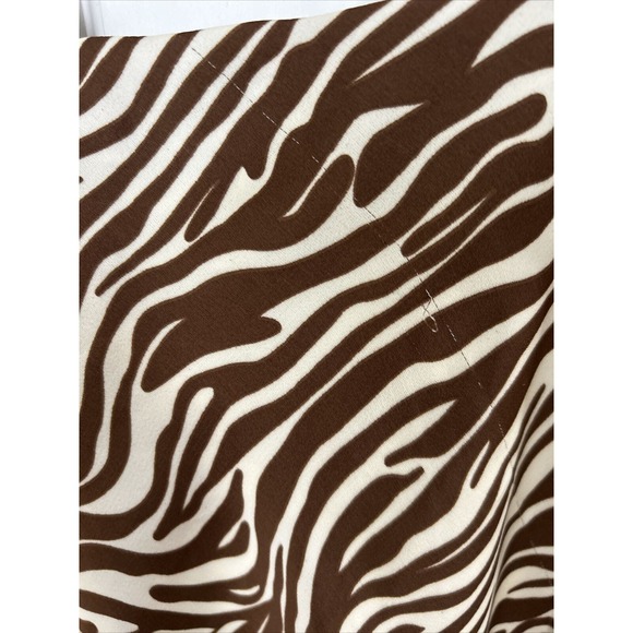 ACOA Zebra brown beige Satin Rouched Slip Dress Size Medium open at side lined - Picture 10 of 12